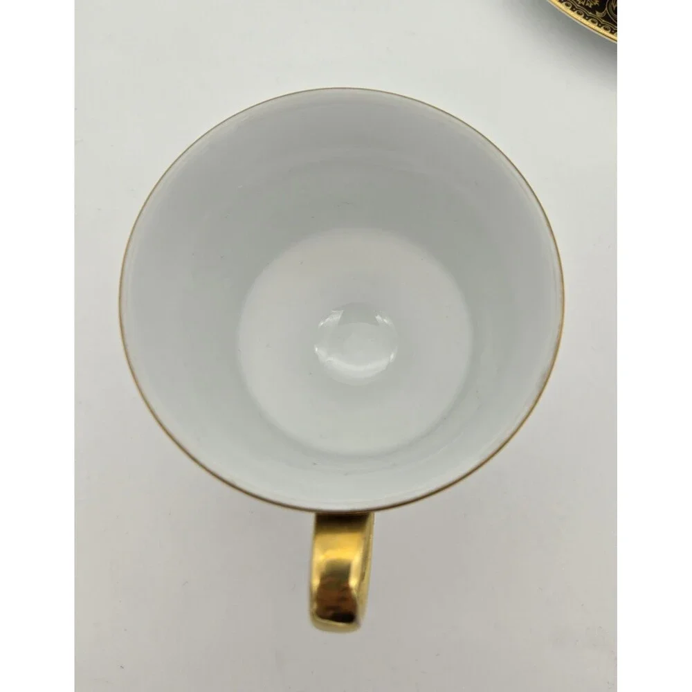 Vintage Sango Richelieu 3756 Cup Saucer Plate Set‎ Black Gold Japan
